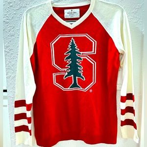V neck long sleeve STANFORD logo sweater for ladies. Size Small. NEW